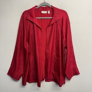 Chico's Red Metallic Open Jacket Blazer Red 3 / Large